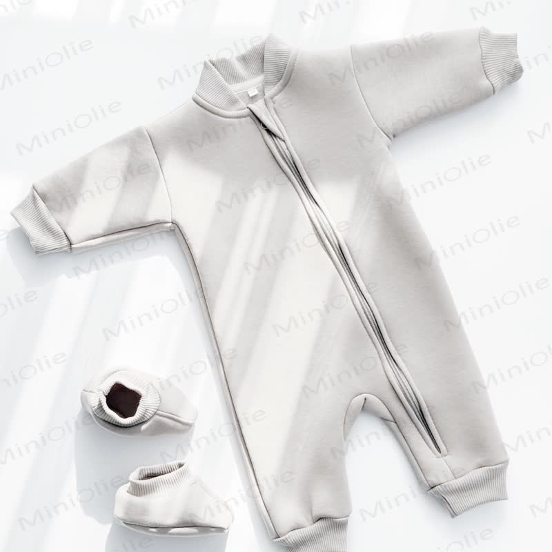 Baby Fleece Lined Zip Romper with Booties - image 10