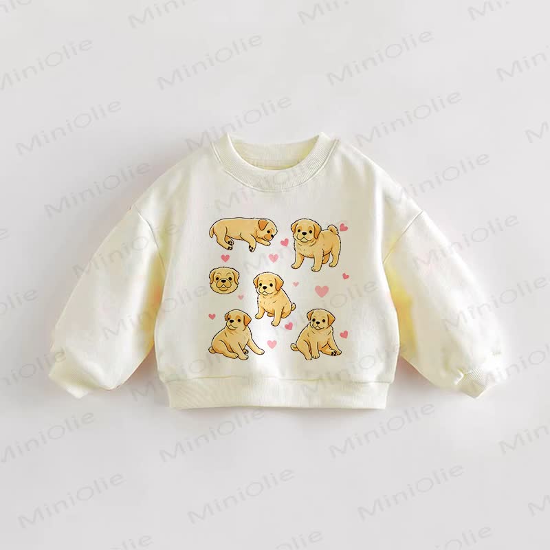 Baby Toddler Cute Puppy Cream Sweatshirt - Cream - 3-5T - image 1