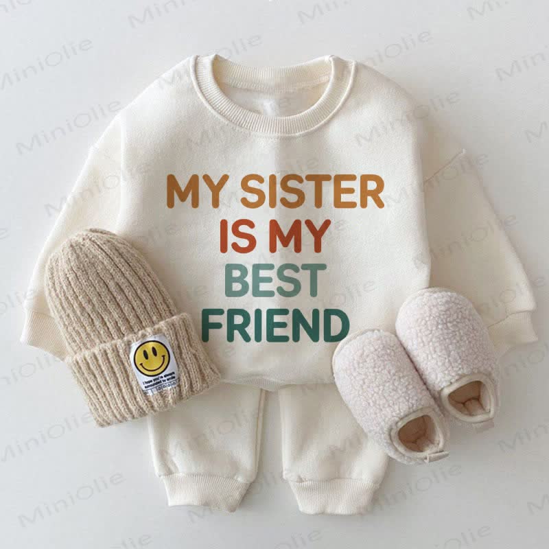 MY SISTER IS MY BEST FRIEND Baby White Sweatshirt 2-piece Set - White - 2-3T - image 1