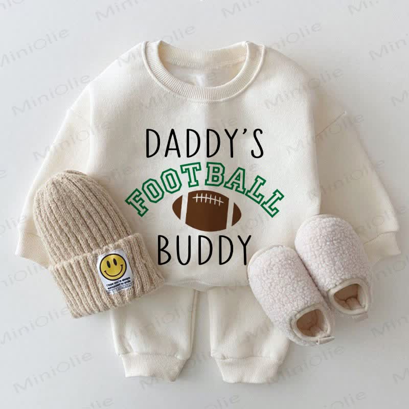 DADDY'S FOOTBALL BUDDY Baby White Sweatshirt 2-piece Set - White - 2-3T - image 1