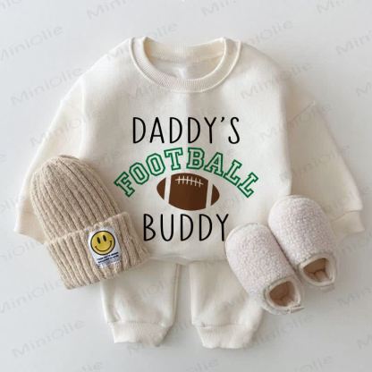 DADDY'S FOOTBALL BUDDY Baby White Sweatshirt 2-piece Set - White - 2-3T - image 1