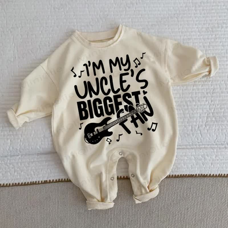I'M MY UNCLE'S BIGGEST FAN Baby Beige Romper - Beige - 2-3T - image 1
