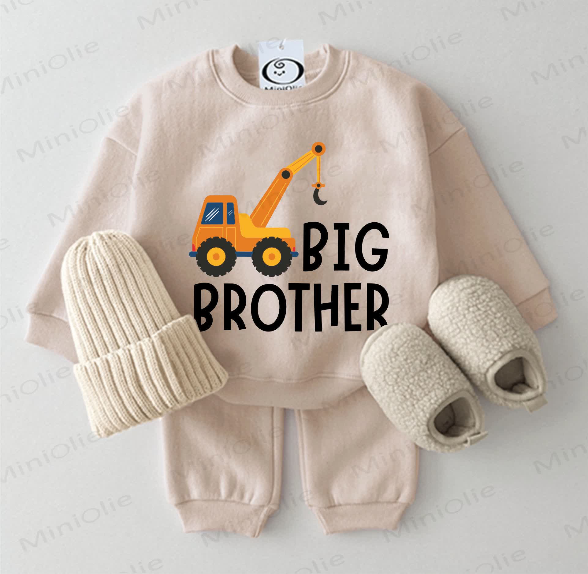BIG BROTHER Baby Crane Beige Sweatshirt 2-piece Set - Beige - 2-3T - image 1