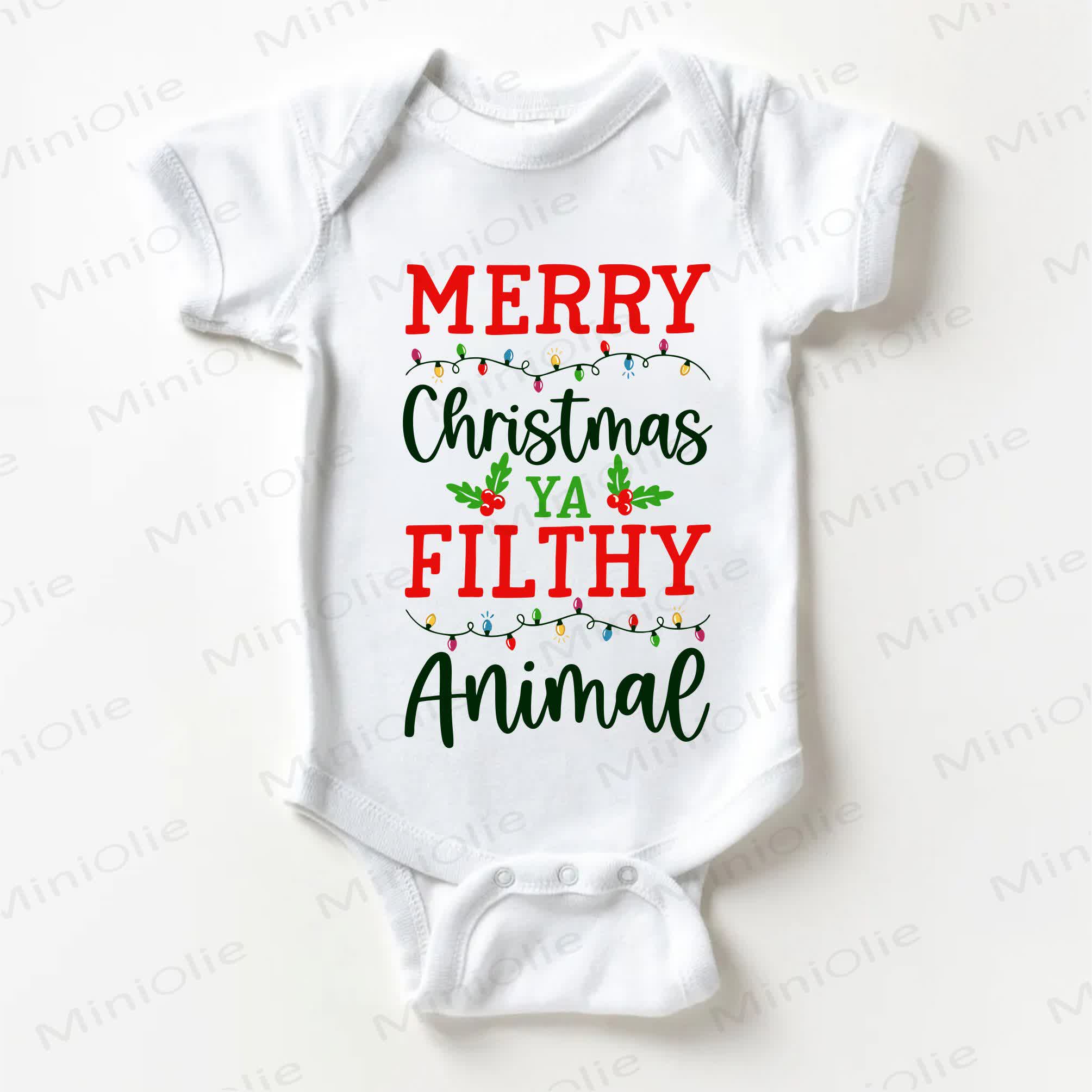 MERRY CHRISTMAS YA FILTHY ANIMAL Baby White Bodysuit - White - 18-24M - image 1