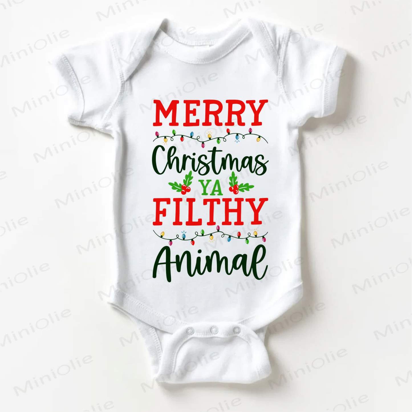 MERRY CHRISTMAS YA FILTHY ANIMAL Baby White Bodysuit - White - 18-24M - image 1