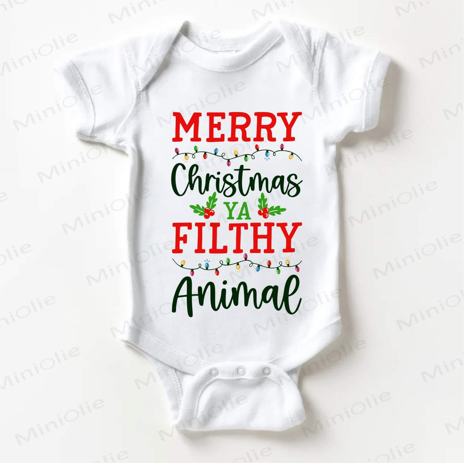 MERRY CHRISTMAS YA FILTHY ANIMAL Baby White Bodysuit - White - 18-24M - image 1