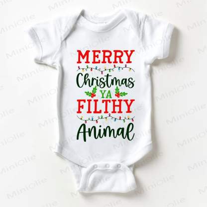MERRY CHRISTMAS YA FILTHY ANIMAL Baby White Bodysuit - White - 18-24M - image 1