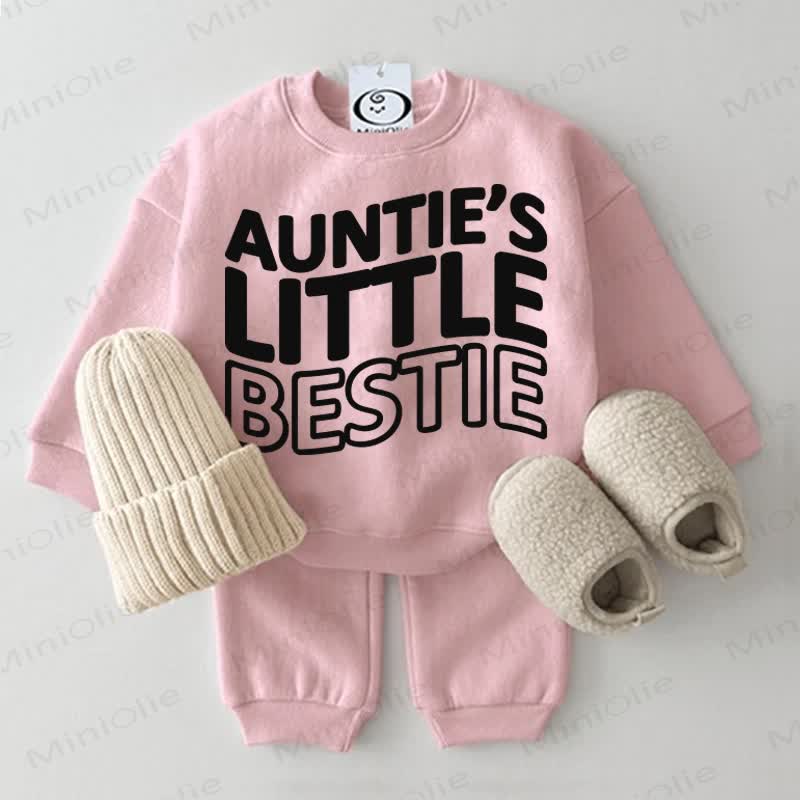 AUNTIE'S LITTLE BESTIE Baby Sweatshirt 2-piece Set - Pink - 2-3T - image 3