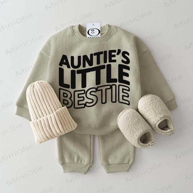 AUNTIE'S LITTLE BESTIE Baby Sweatshirt 2-piece Set - Grey Green - 2-3T - image 2