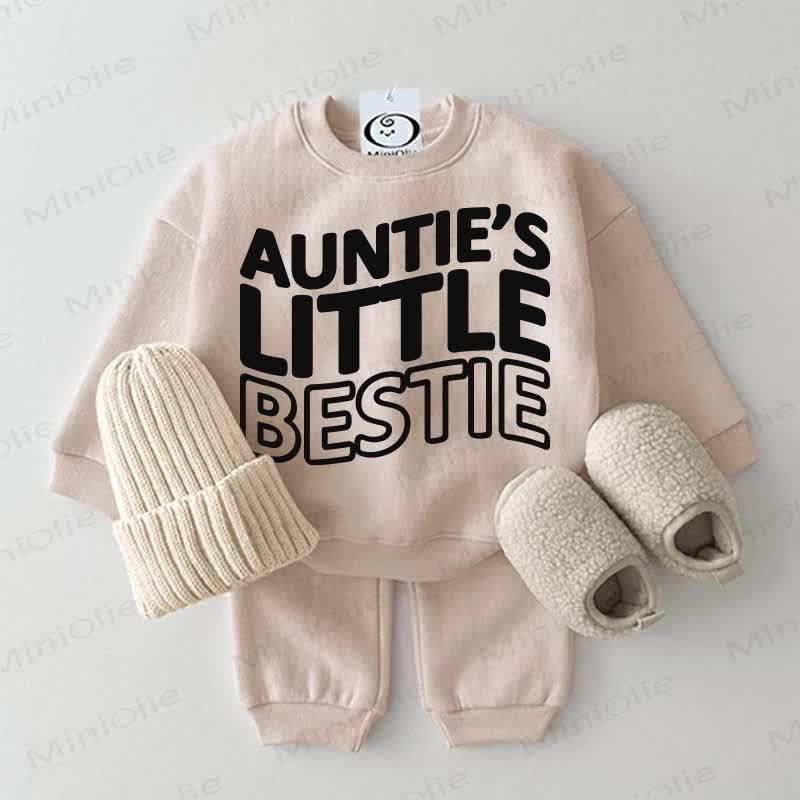 AUNTIE'S LITTLE BESTIE Baby Sweatshirt 2-piece Set - Beige - 2-3T - image 1