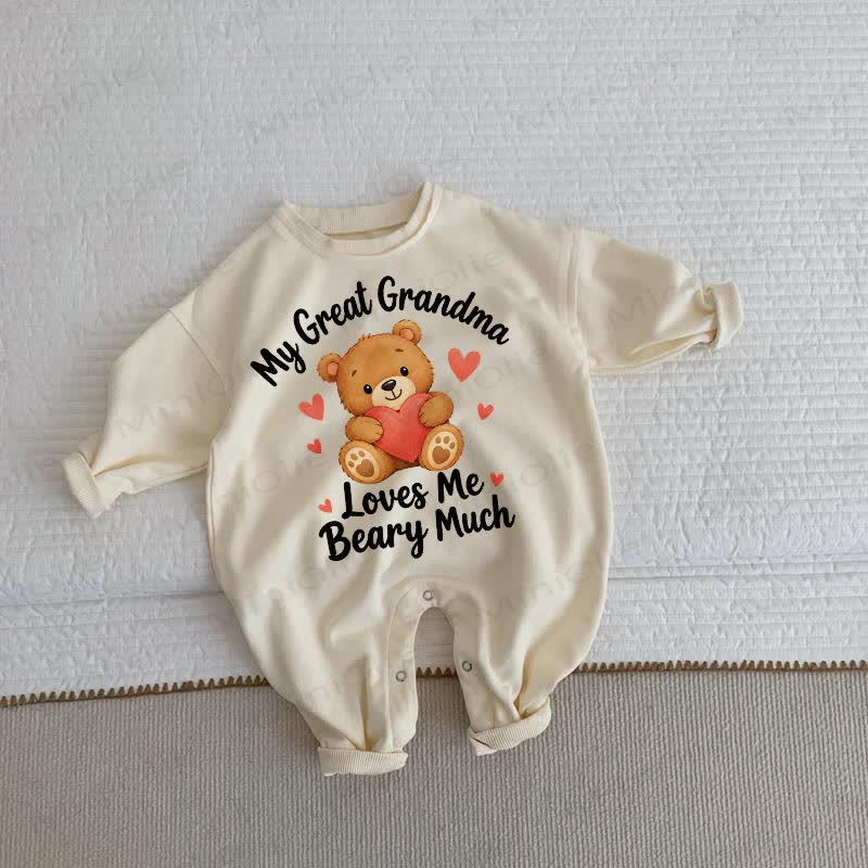 MY GREAT GRANDMA LOVES ME BEARY MUCH Baby Beige Romper - Beige - 2-3T - image 1