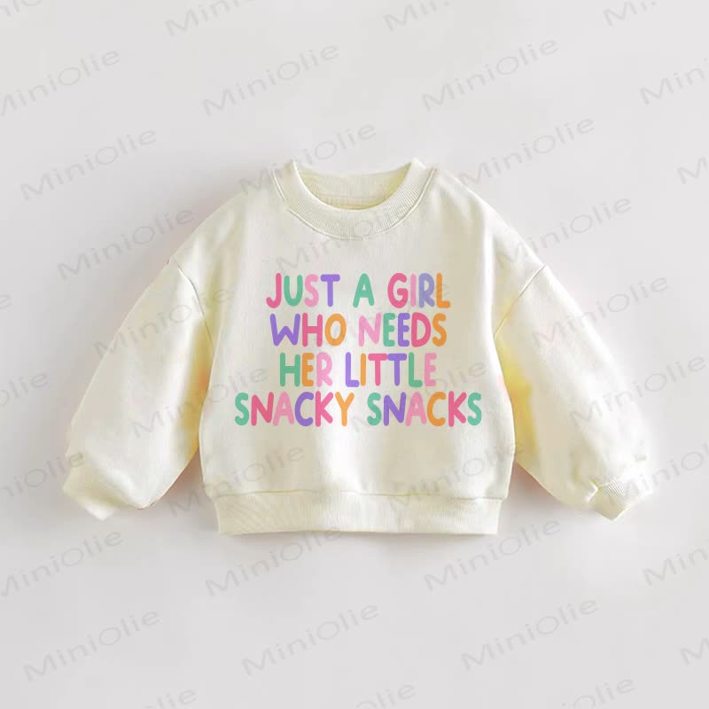 JUST A BOY/GIRL WHO NEEDS HIS/HER LITTLE SNACKY SNACKS Baby Toddler Cream Sweatshirt - Cream: GIRL - 3-5T - image 2