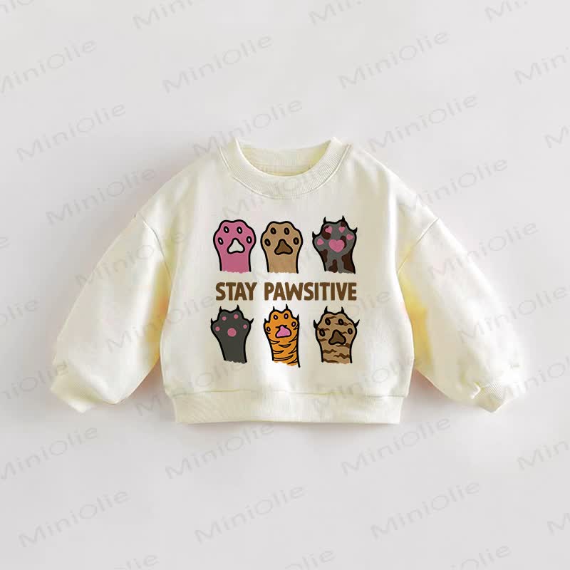 STAY PAWSITIVE Baby Toddler Cream Sweatshirt - Cream - 3-5T - image 1