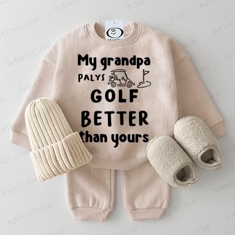 MY GRANDPA PALYS GOLF BETTER THAN YOURS Baby Sweatshirt 2-piece Set - Pink - 2-3T - image 1