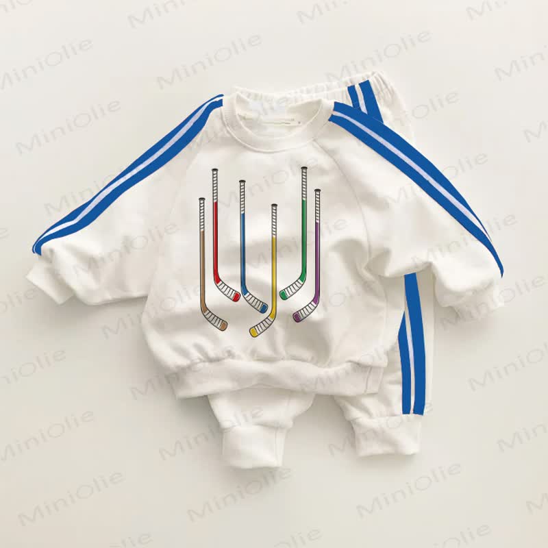 Baby Hockey Blue Striped 2-piece Set - White&Blue - 3-5T - image 1