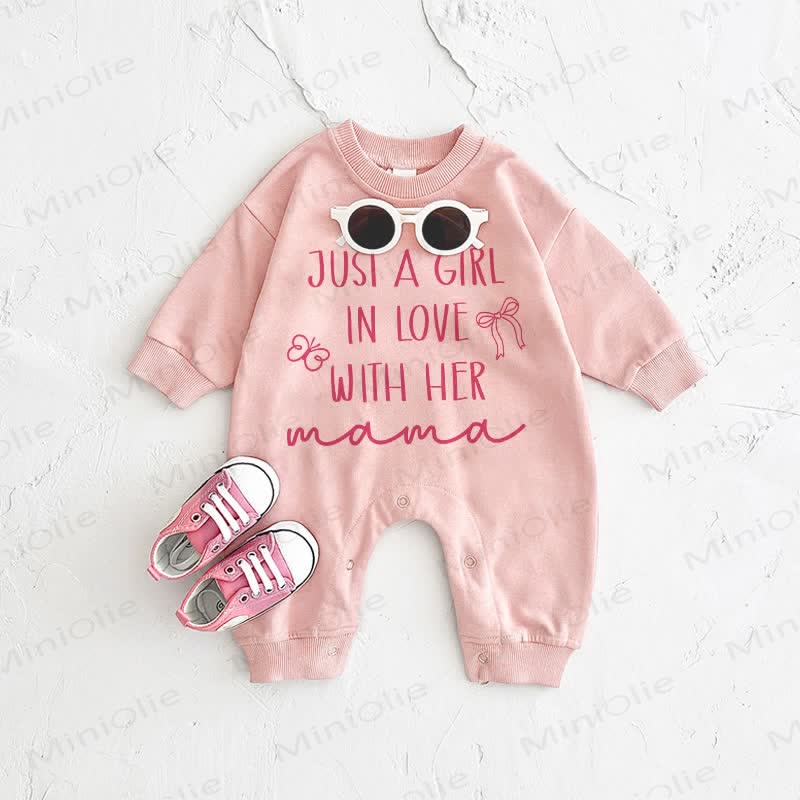 JUST A GIRL IN LOVE WITH HER MAMA Baby Pink Romper - Pink - 2-3T - image 1