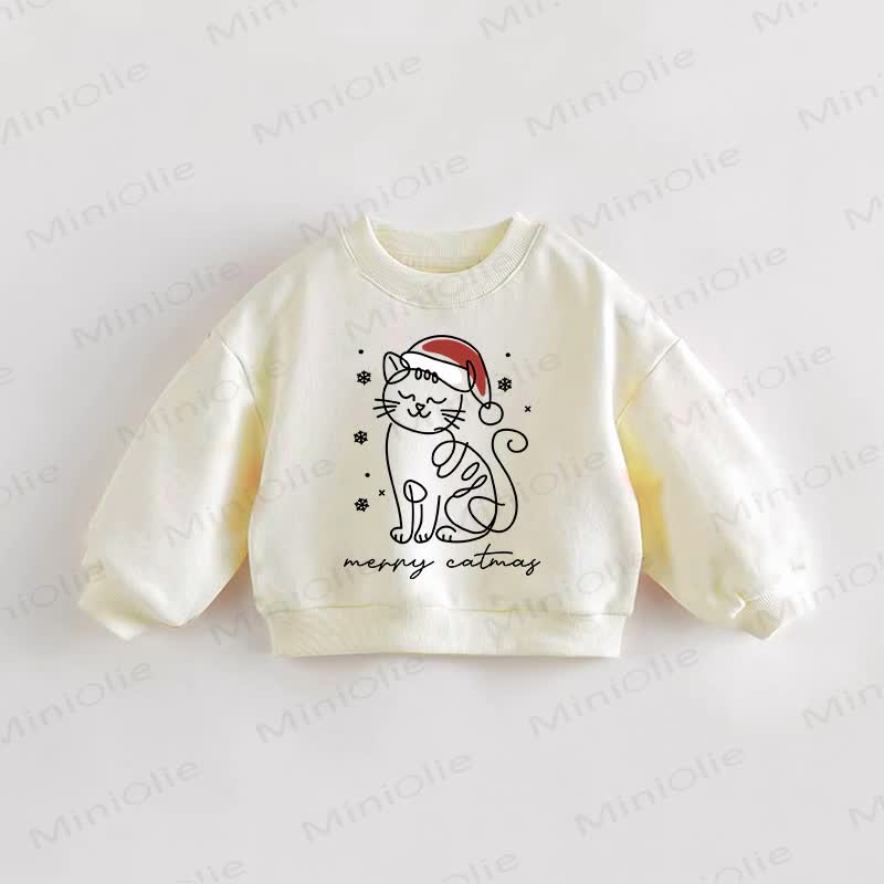 MERRY CATMAS Baby Toddler Cream Sweatshirt - Cream - 3-5T - image 1
