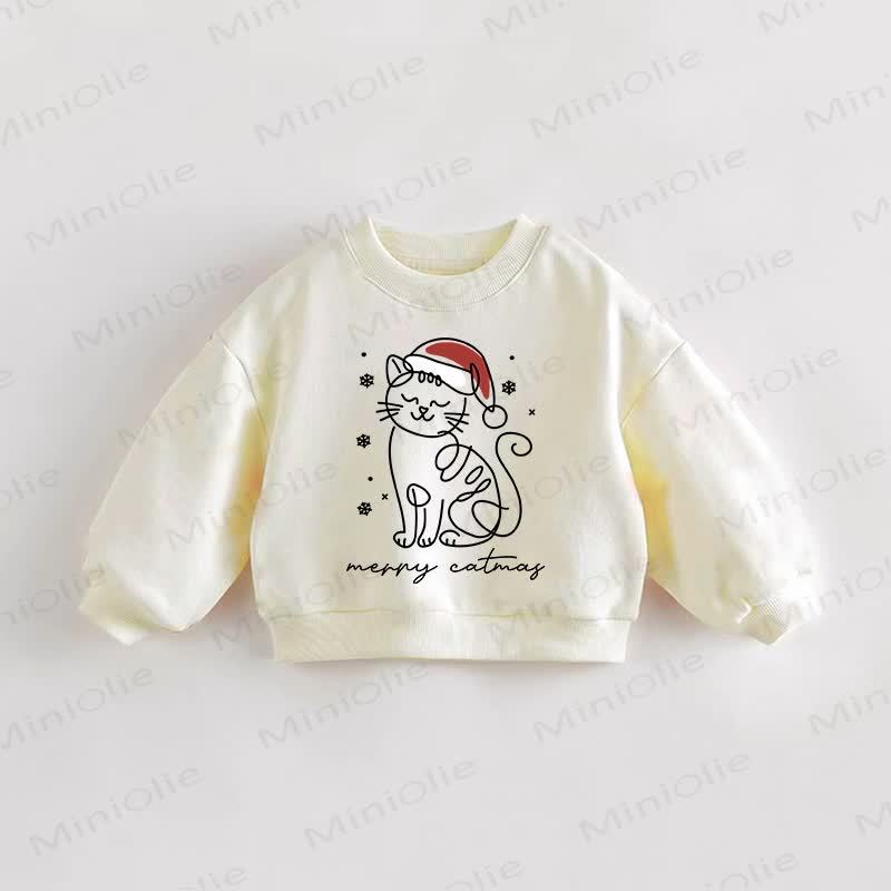 MERRY CATMAS Baby Toddler Cream Sweatshirt - Cream - 3-5T - image 1