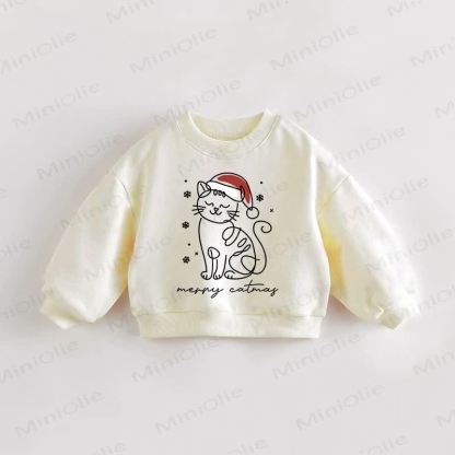 MERRY CATMAS Baby Toddler Cream Sweatshirt - Cream - 3-5T - image 1
