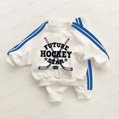  FUTURE HOCKEY STAR Baby Blue Striped 2-piece Set - White&Blue - 3-5T - image 1