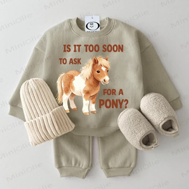 IS IT TOO SOON TO ASK FOR A PONY? Baby 2-piece Grey Green Set - Grey Green - 2-3T - image 1
