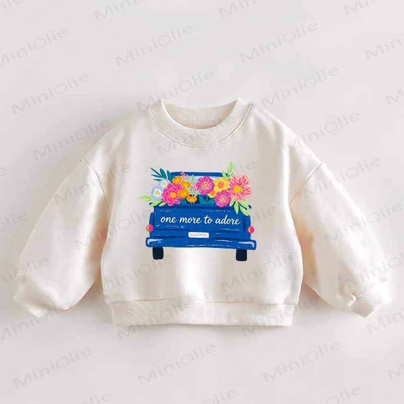 ONE MORE TO ADORE Baby Floral Trucks Toddler Cream Sweatshirt - Cream - 3-5T - image 1