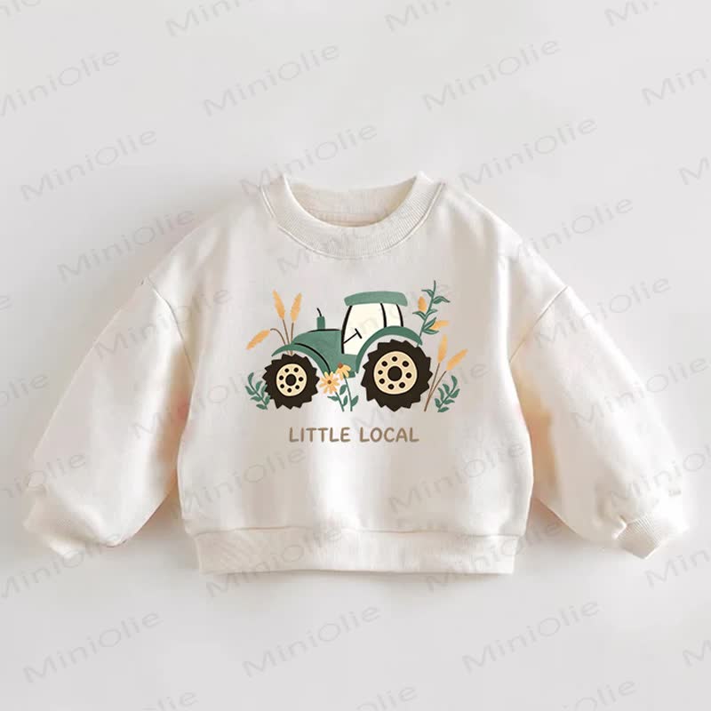 LITTLE LOCAL Baby Toddler Tractors Cream Sweatshirt - Cream - 3-5T - image 1