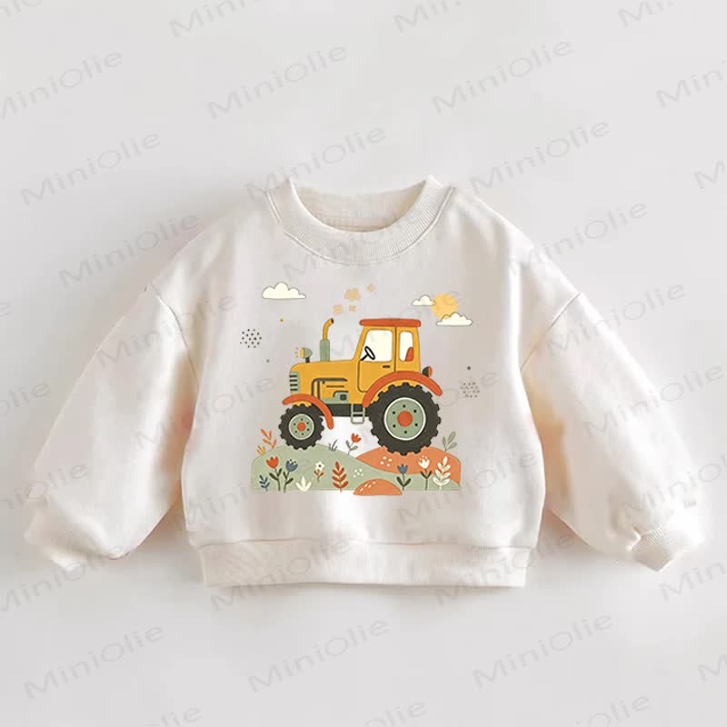  Baby Toddler Tractors Cream Sweatshirt - Cream - 3-5T - image 1