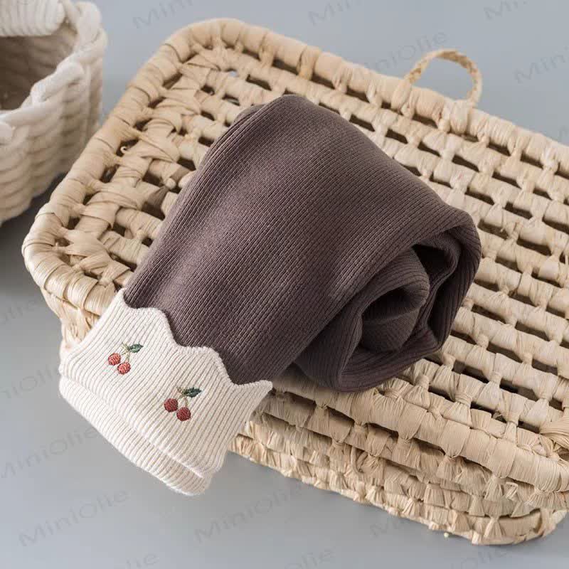 Toddler Cherry Fleece Lined Leggings  - Coffee - 8-9T - image 4
