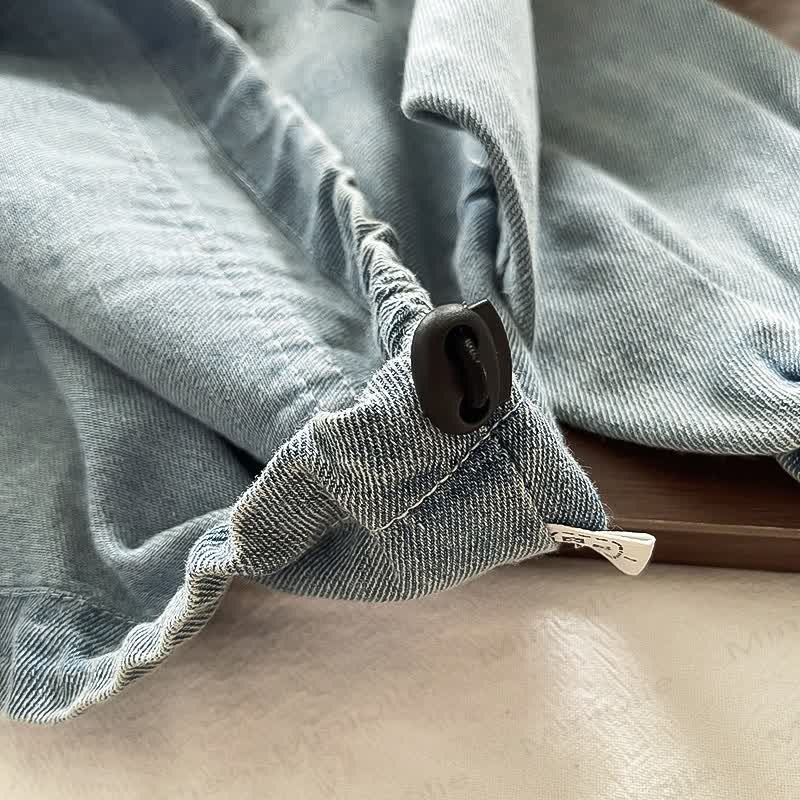 Toddler Boy Blue Denim Half Zip Top and Pants 2-piece Set - image 9