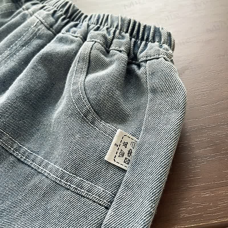 Toddler Boy Blue Denim Half Zip Top and Pants 2-piece Set - image 12