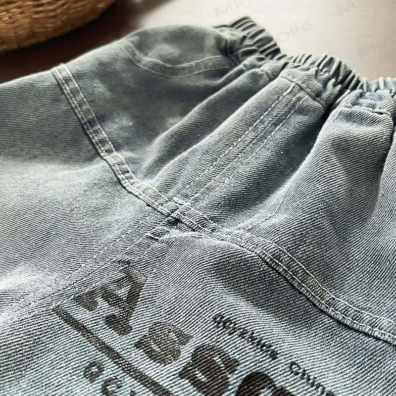 Toddler Boy Blue Denim Half Zip Top and Pants 2-piece Set - image 14