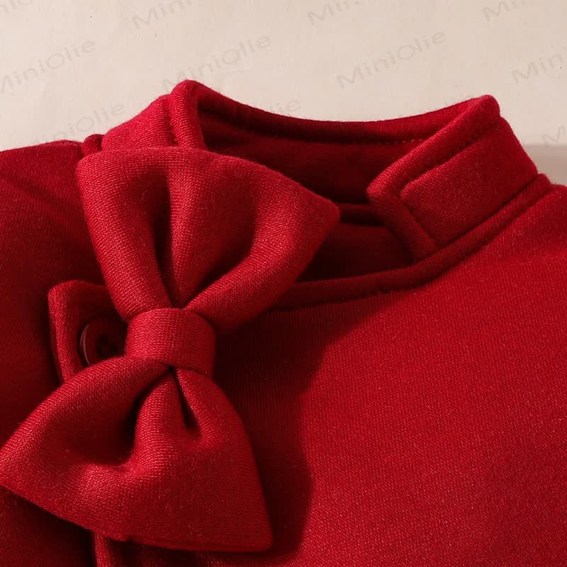Baby Toddler Girl Solid Color Bow Coat with Beret - image 8