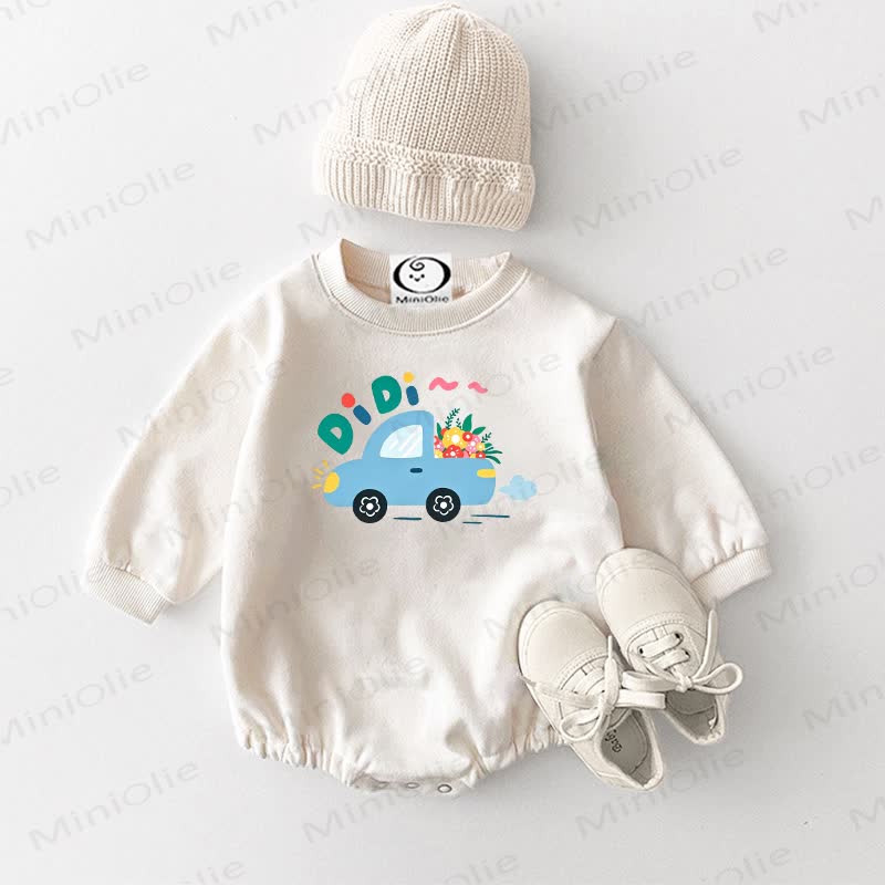 DIDI Baby Flower Car Print White Bodysuit - White - 18-24M - image 1
