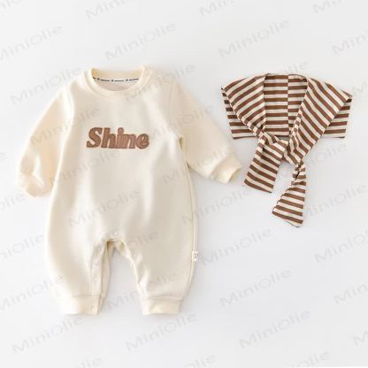 SHINE Baby Romper with Striped Shawl - Beige - 18-24M - image 1