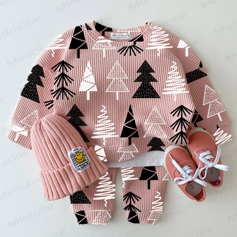 Baby Pink Tree Print Waffle 2-piece Set - Pink - 2-3T - image 1