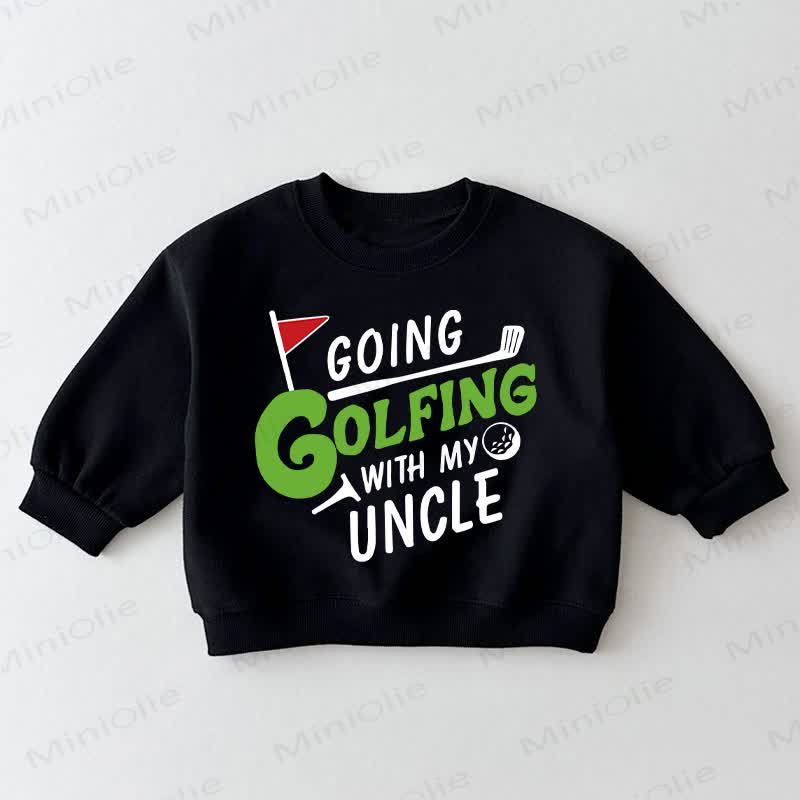 GOING GOLFING WITH MY UNCLE Baby Golf Toddler Ghost Black Sweatshirt - Black - 3-5T - image 1