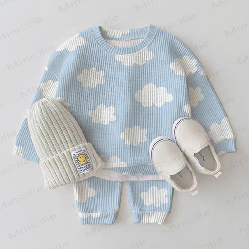 Baby Blue Clouds Waffle 2-piece Set - Blue - 2-3T - image 1