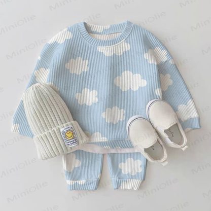 Baby Blue Clouds Waffle 2-piece Set - Blue - 2-3T - image 1
