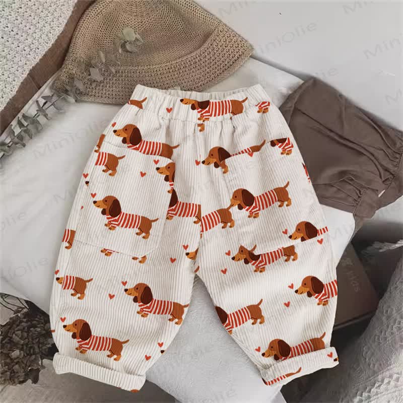 Baby Toddler Daschund Beige Cord Pants - Beige - 5-7T - image 1