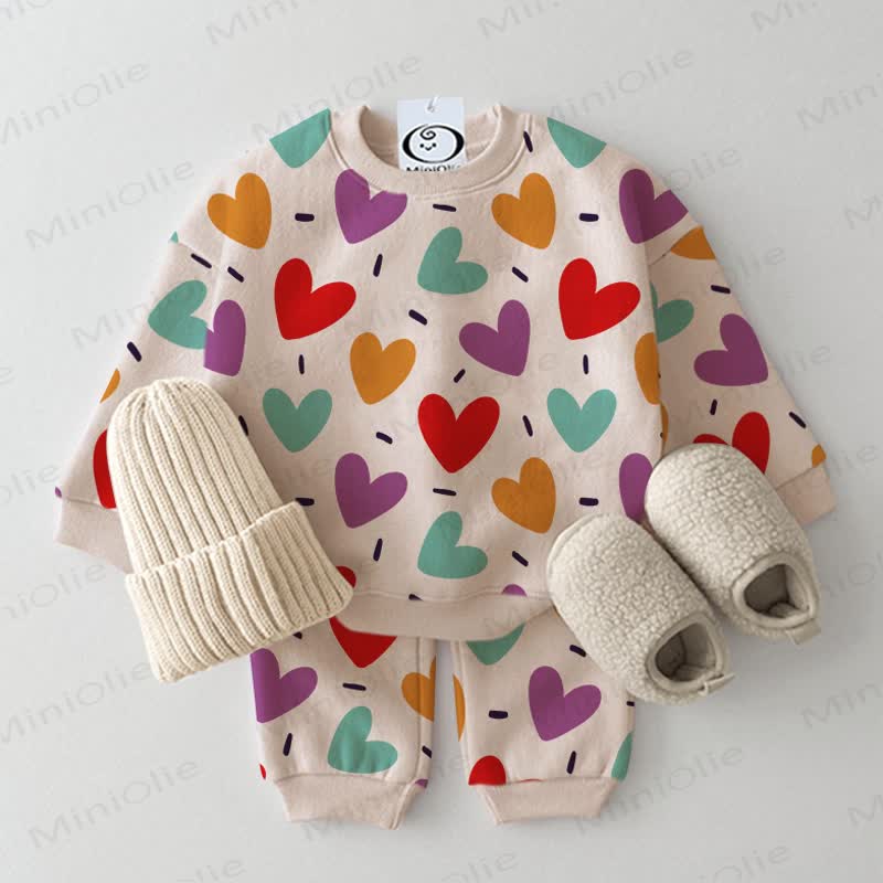 Baby 2-piece Heart Beige Set - Beige - 2-3T - image 1