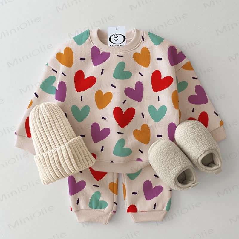 Baby 2-piece Heart Beige Set - Beige - 2-3T - image 1