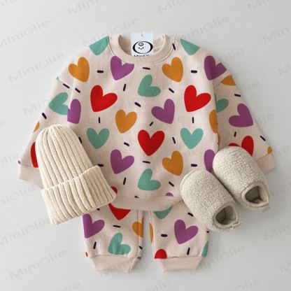 Baby 2-piece Heart Beige Set - Beige - 2-3T - image 1