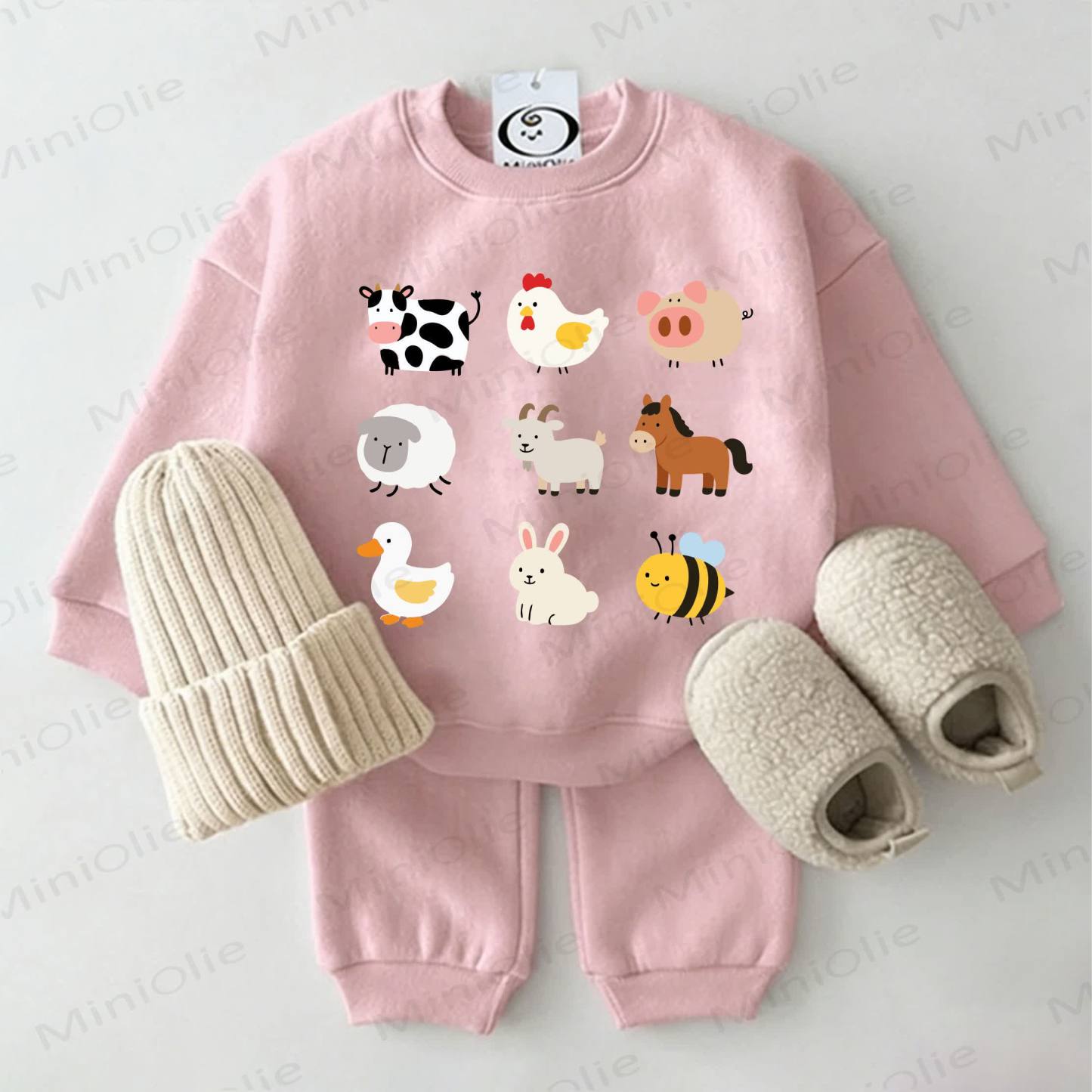  Baby Animals  Sweatshirt 2-piece Pink Set - Pink - 2-3T - image 1