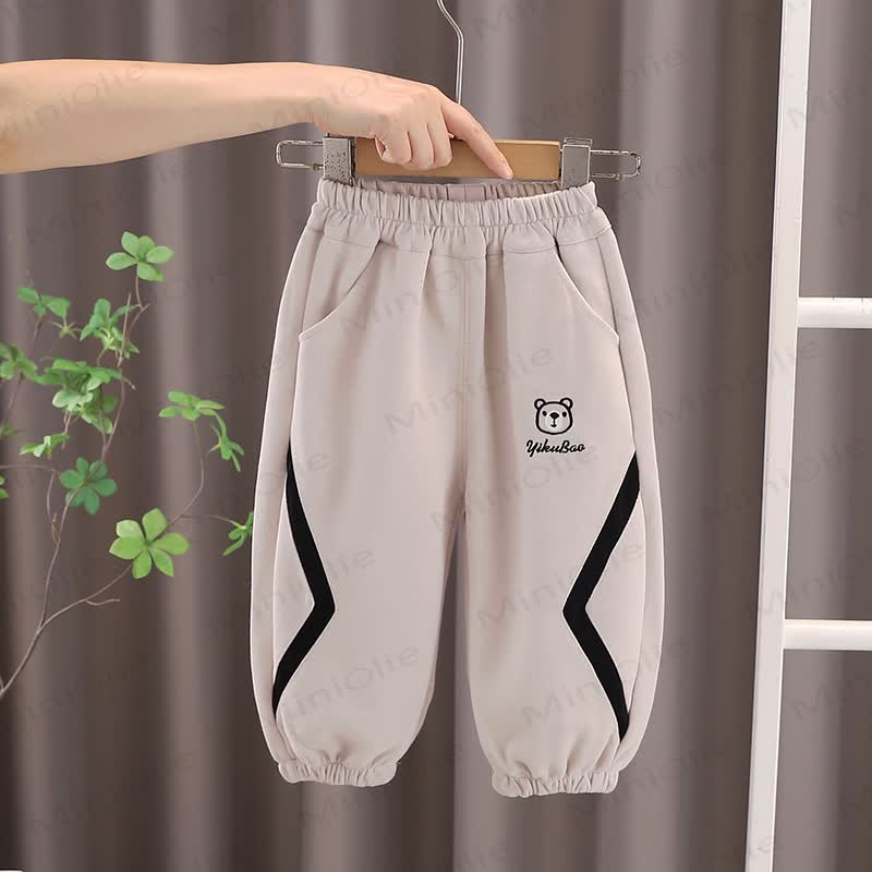Baby Toddler Bear Embroidered Casual Jogger - Beige - 4-5T - image 2