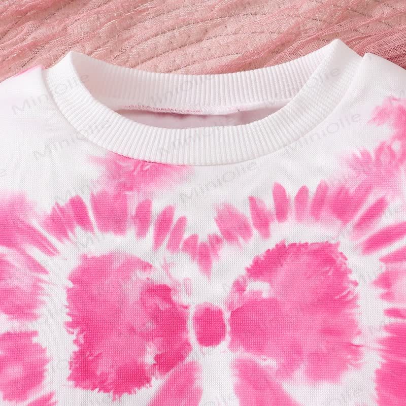 Baby Toddler Girl Pink Tie Sweatshirt and Jogger 2-piece Set - image 3