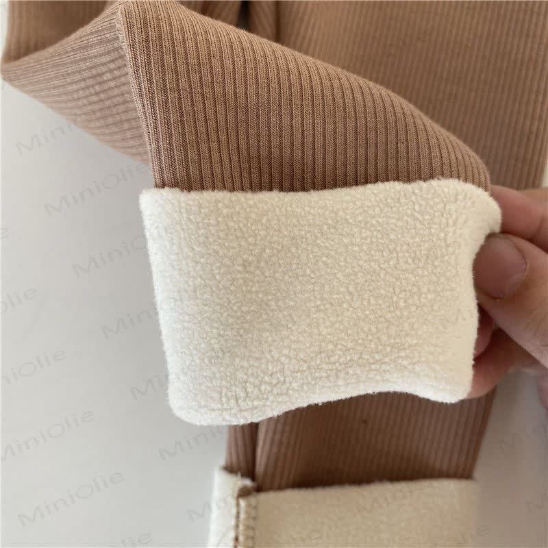 Toddler Bear Patch Ribbed Fleece Lined Leggings - image 12
