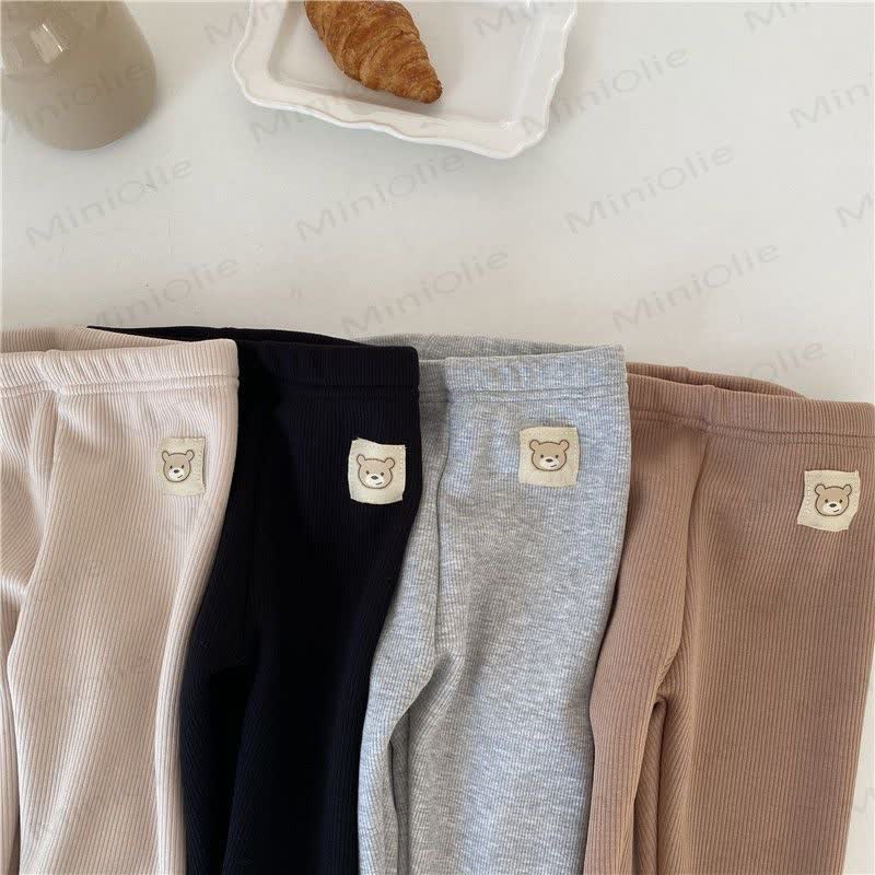 Toddler Bear Patch Ribbed Fleece Lined Leggings - image 14
