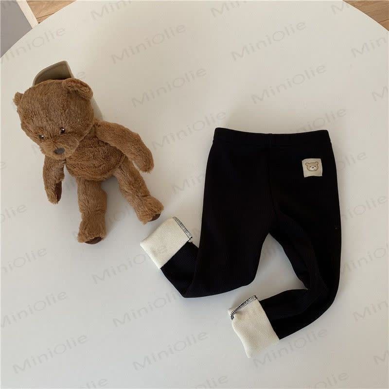 Toddler Bear Patch Ribbed Fleece Lined Leggings - image 7
