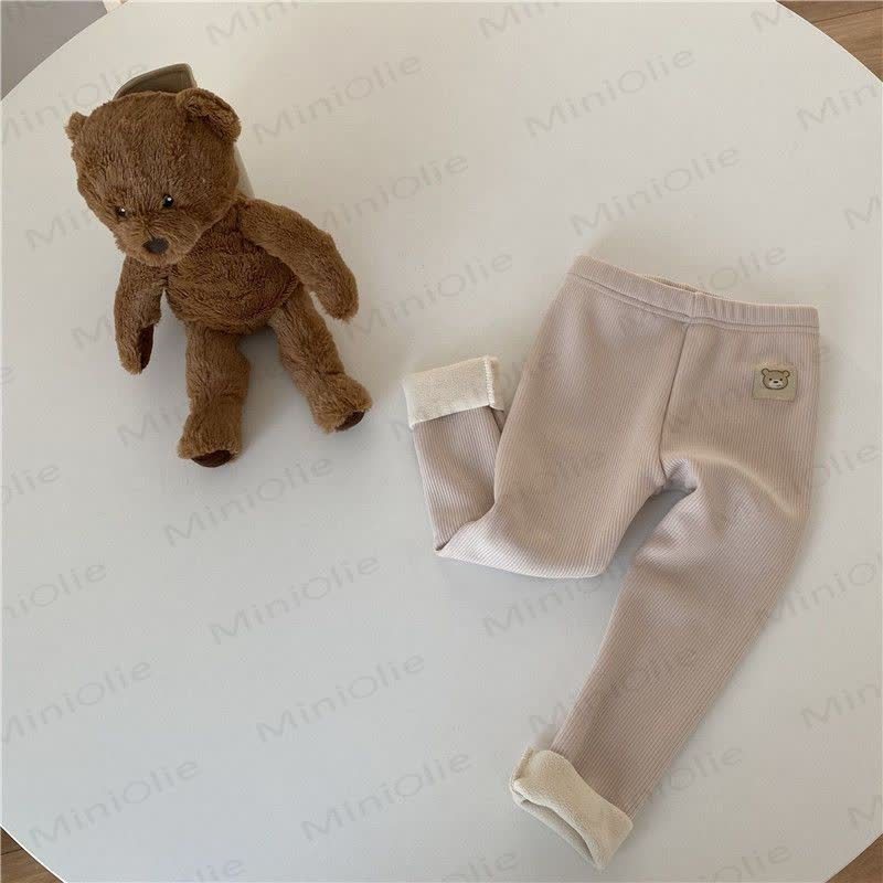 Toddler Bear Patch Ribbed Fleece Lined Leggings - image 5